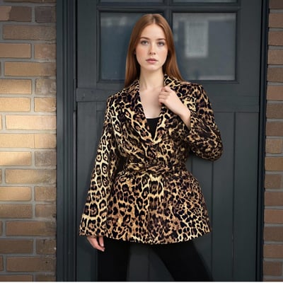 animal print jacquard suit