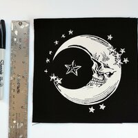 Moon Skull with Stars Goth Punk Horror Patch - Thumbnail 1