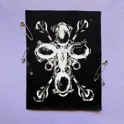 Industrial mechanical goth cross patch