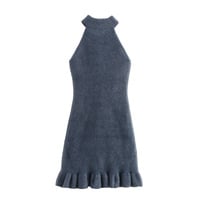 Beaded faux fur-effect halterneck knitted dress - Thumbnail 2