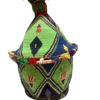 XXL Berber Basket Vintage Handwoven Berber basket Vintage Moroccan Berber Wool Lidded Basket  - Thumbnail 1