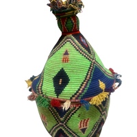 XXL Berber Basket Vintage Handwoven Berber basket Vintage Moroccan Berber Wool Lidded Basket  - Thumbnail 4