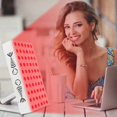 LED Beauty Therapy Light 300W – Red & Infrared Light Therapy Lamp 660nm/850nm Dual Control for Skin Care & Pain Relief (White/Black)