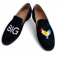 Crafted Leather Classic Black Velvet Loafers Moccasin Loafers Dress Shoes - Thumbnail 1