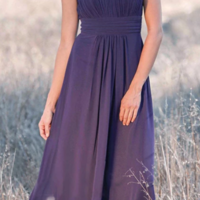 Illusion a-line chiffon cap sleeve pleated long mother of birdal dress with back keyhole - Thumbnail 1