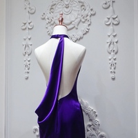 Fashionable Purple Deep V-neck Sheath Backless Back Prom Dress - Thumbnail 4