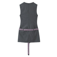 Fashionable and elegant short dress with waist tie - Thumbnail 2