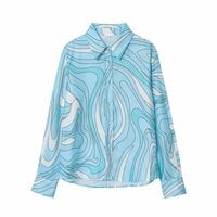 Fashionable and elegant women's wholesale printed buttoned long-sleeved shirt - Thumbnail 1