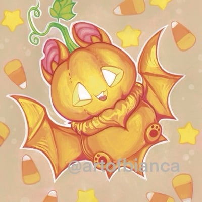 Candy pumpkin bat 8x10 print