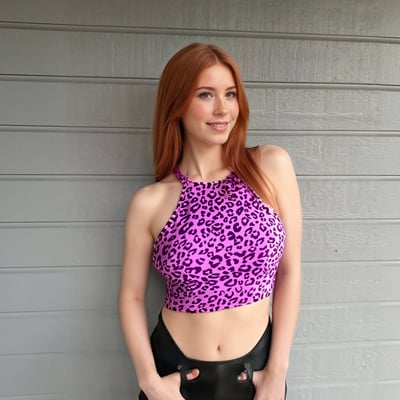 Purple lepard backless crop top - Thumbnail 3