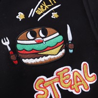 Harajuku Hamburger Embroidered Bomber Jacket - Thumbnail 7