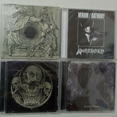 Watain, venom/bathory , wingless, arma christi cds