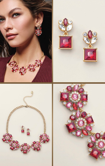 Ruby Rose Necklace and Earring Set