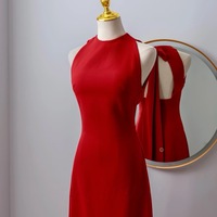 Sexy Elegant New Bodycon Dress Sleeveless Red Long Dresses Women Fashion Cocktail Party Birthday Wedding Guest - Thumbnail 4