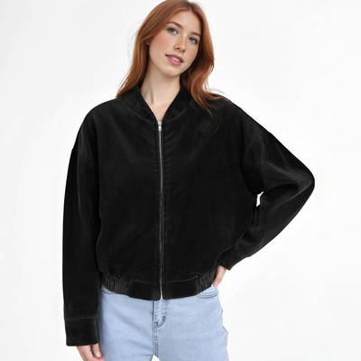 Vintage corduroy stand collar zipper long sleeve casual warm jacket