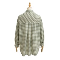 Retro classic loose plaid shirt lapel versatile lazy style casual shirt - Thumbnail 1
