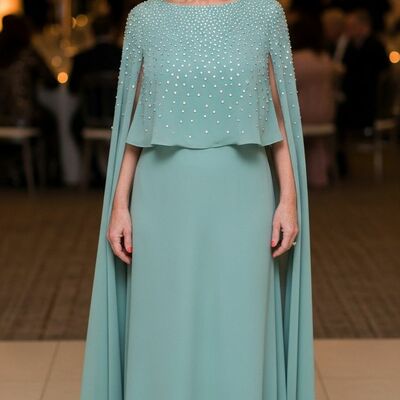 Plus size green beading crystals mother of bride/groom dress evening formal gowns 