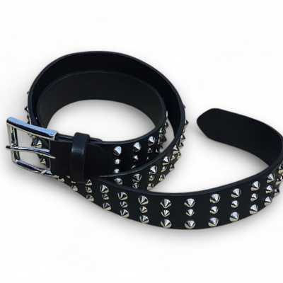 3 row studded design for men with silver cone studs