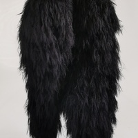 Black Furry Feather Patchwork Fashion Boots Pointed Thin Heel Trendy Stylish Fur Women Sexy Knee High Booties Spicy Girl Winter - Thumbnail 2