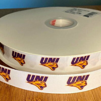 7/8" northern iowa university inspired custom printed grosgrain ribbon