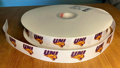 7/8" Northern Iowa University Inspired Custom Printed Grosgrain Ribbon