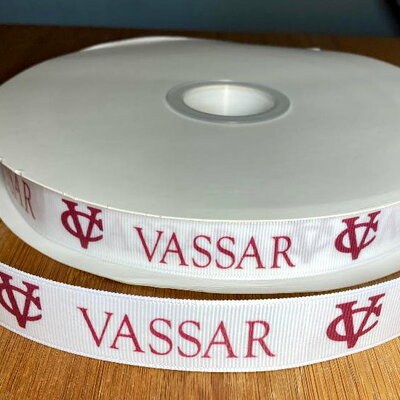 7/8" vassar college inspired custom printed grosgrain ribbon