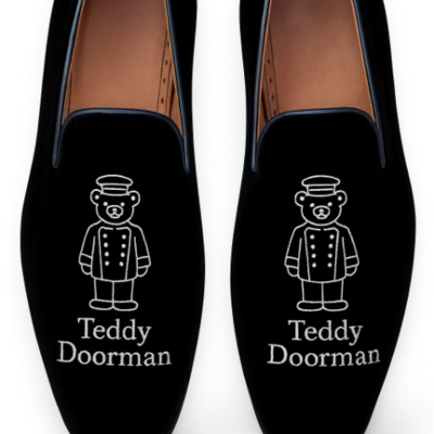 Crafted leather classic black velvet loafers shoes