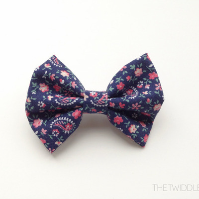 *limited edition* navy blue vintage floral bow - headband