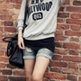 Grey Cotton Women Casual T-Shirt One Size FZ72303g -1