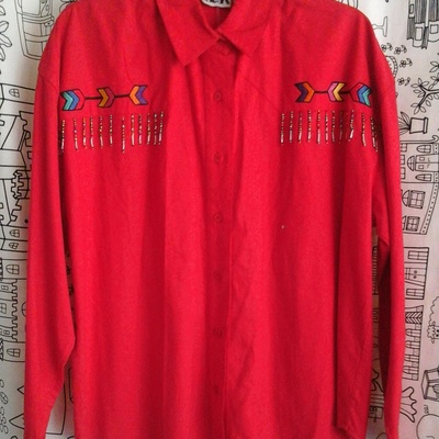 Southwestern neon button up