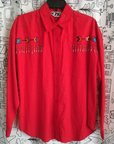 southwestern neon button up