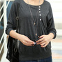 Women Fashion Round Neck Long Sleeve Shirt FLA1089-3095-26-Black-3