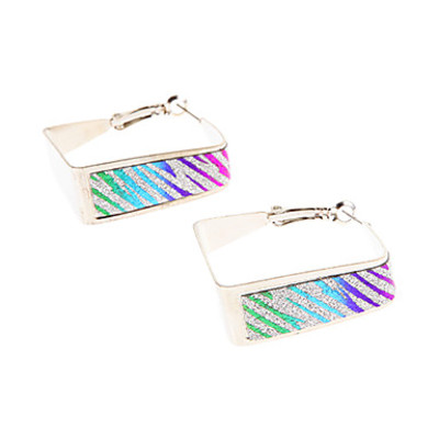 Vintage rainbow square earrings