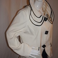 Vintage Midnight Velvet Cream & Black Jacket, Size 1X - Thumbnail 1