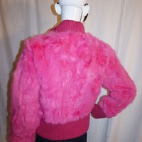 Vintage Taxi Pink Rabbit Fur Coat, Size S - Thumbnail 3