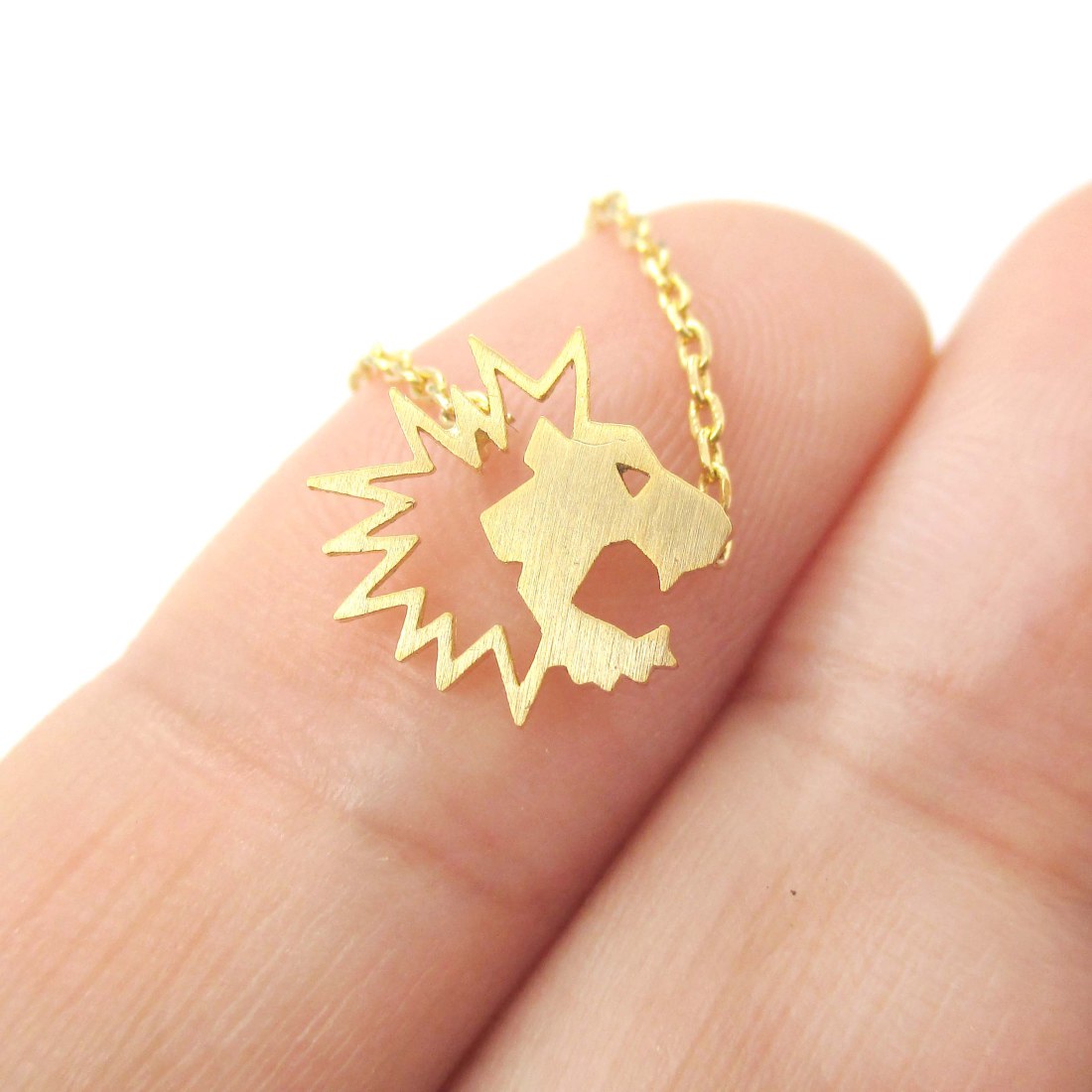 Small Lion Cut Out Shaped Animal Charm Necklace in Gold · DOTOLY Animal