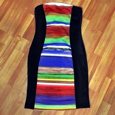 Black And Striped Midi/Minni Dress