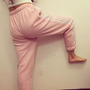 Harajuku style soft pink sports striped loose lace harem pants-2