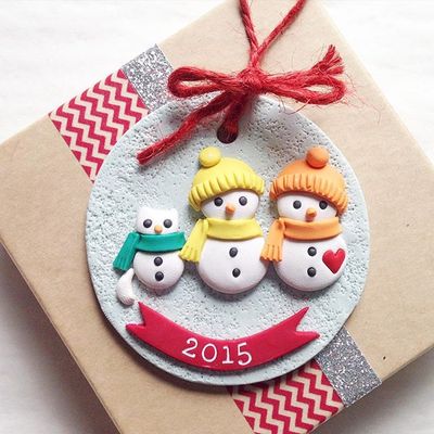 Snowman Family 3 Characters Custom Ornament Handmade 