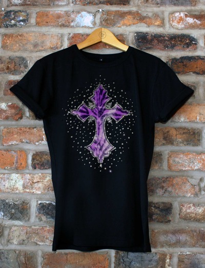 Tiger Print Cross - Purple and Black 