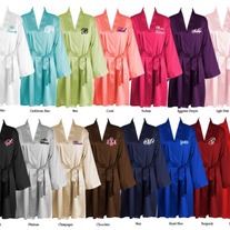 Monogrammed Kimono Style Satin Robe