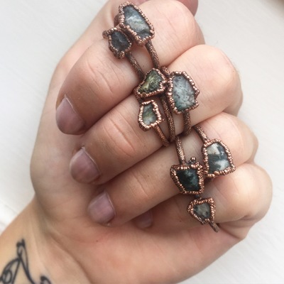 Moss agate stacking ring