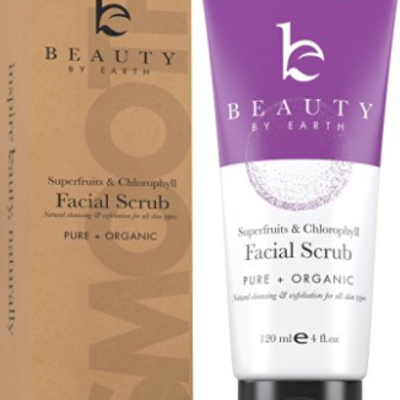  facial scrub & cleanser - natural & organic ingredients chlorophyll & super fruit face exfoliating wash 