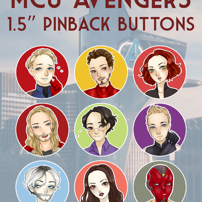 Mcu avengers 1.5" pinback buttons