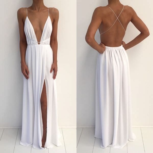 white side slit dress