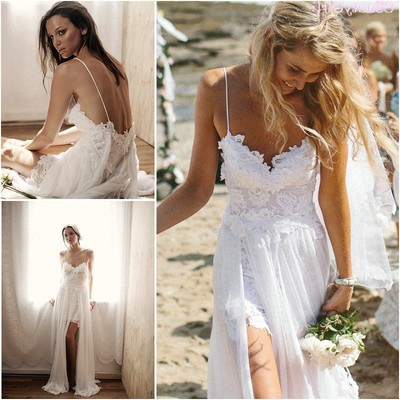 Wd04 beach wedding dresses,lace backless summer bridal wedding dress gowns