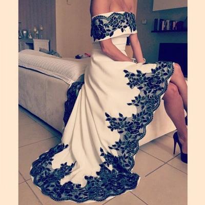 Off the shoulder high-low long prom dress,evening dress ,charming evening gown,prom dresses,bg80