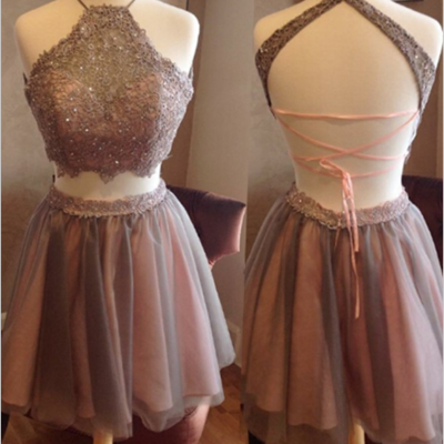 Backless two pieces homecoming dress,short prom dresses,cocktail dress,homecoming dress,graduation dress,party dress,short homecoming dress f154