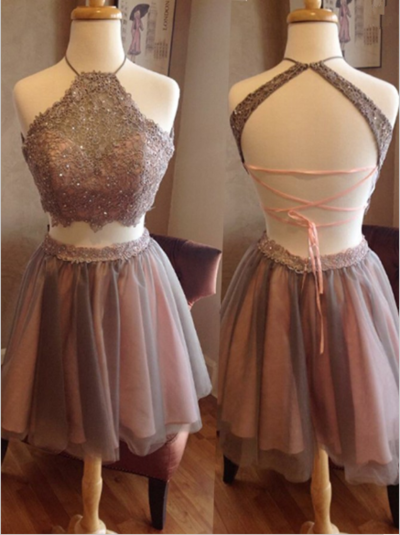 Backless Two Pieces Homecoming Dress,Short Prom Dresses,Cocktail Dress,Homecoming Dress,Graduation Dress,Party Dress,Short Homecoming Dress F154