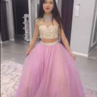 Two Pieces Beading Tulle Long Prom Dress,Evening Dress,Prom Dresses,BG196 - Thumbnail 1
